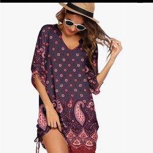 HOTOUCH Womens Swimwear Swimsuit Cover Up Shirt 3/4 Roll Up Sleeve Bikini Bathin